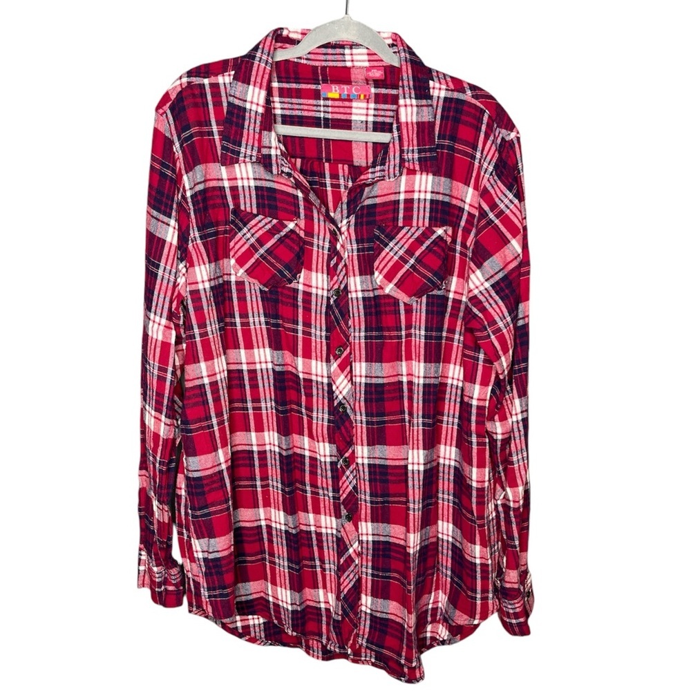 BTC  plaid button down flannel size 2XL‎